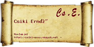 Csiki Ernő névjegykártya